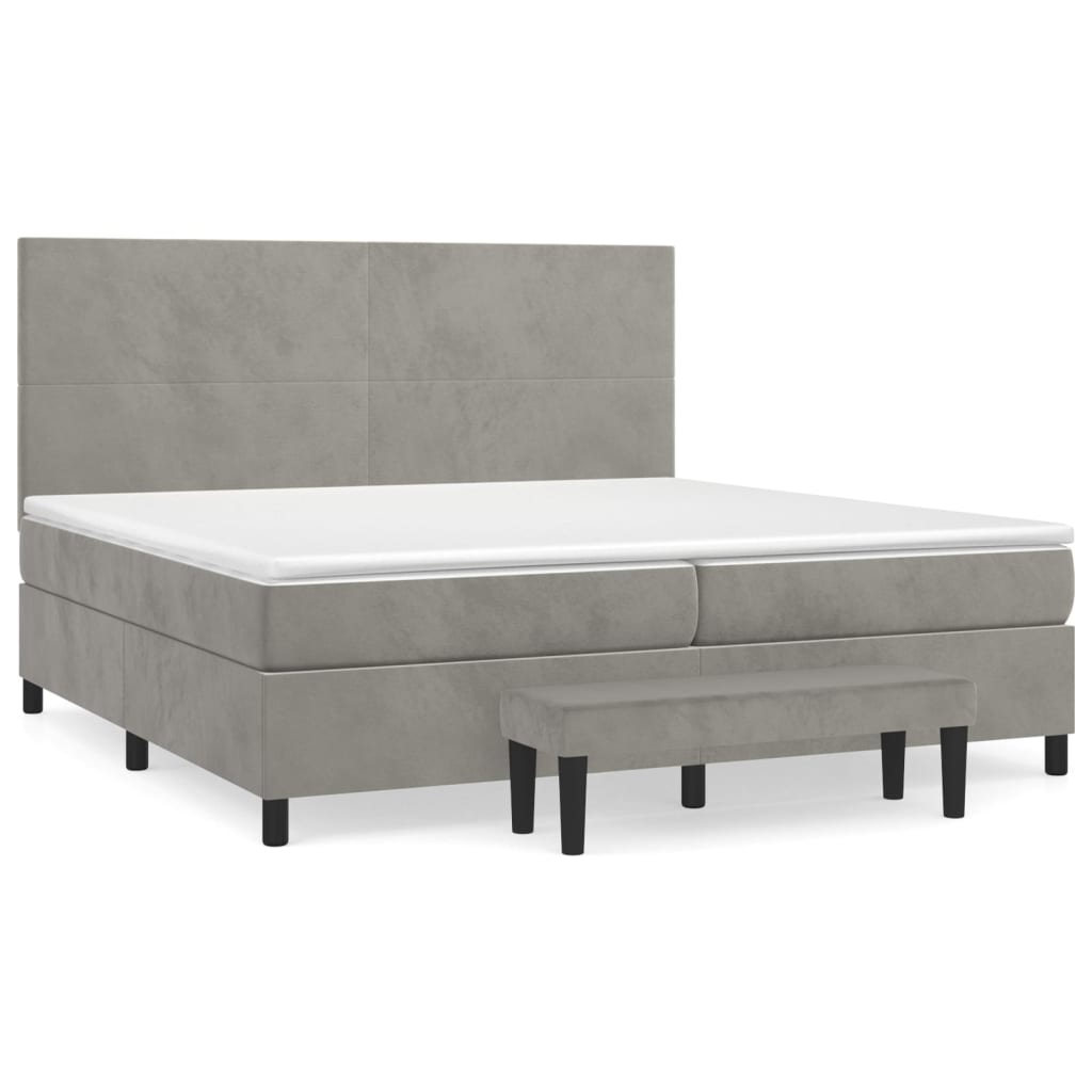 Sommier à lattes de lit et matelas Gris clair 200x200cm Velours - XIOS