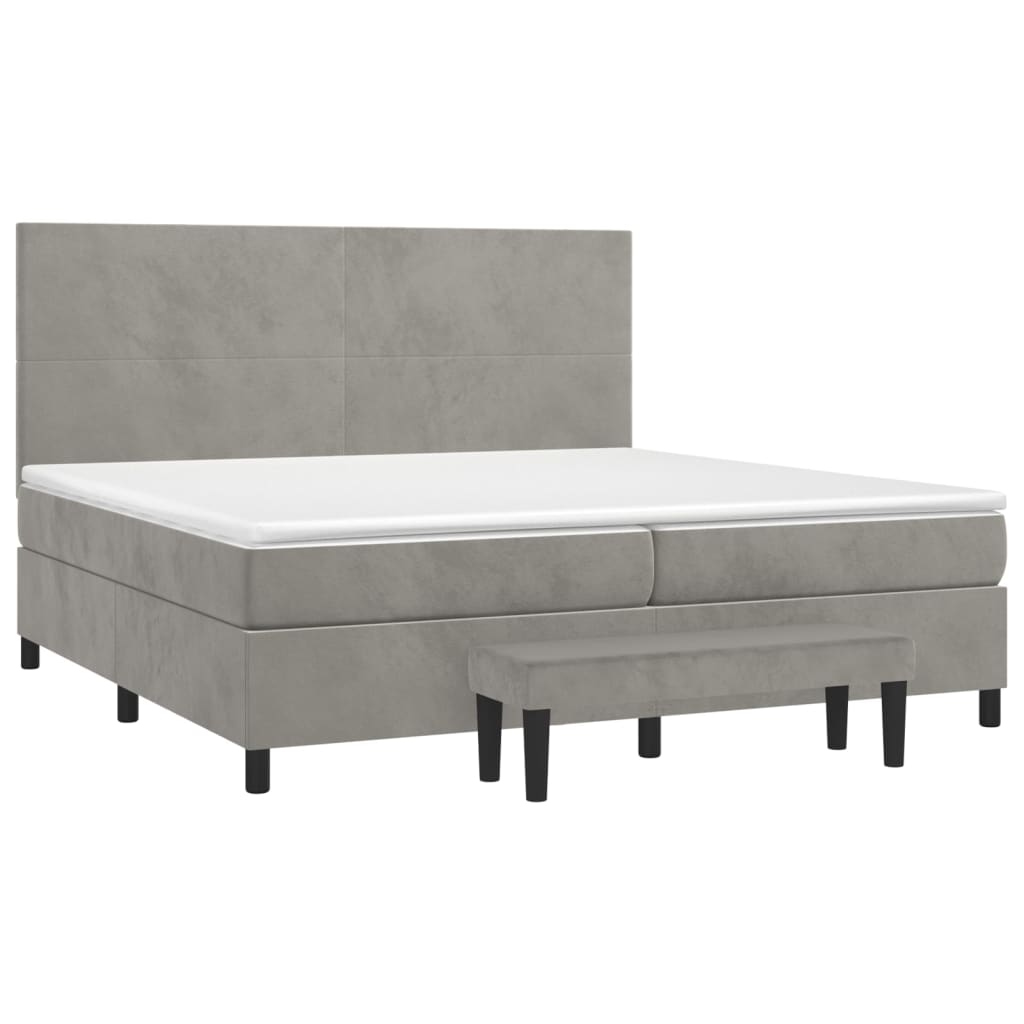Sommier à lattes de lit et matelas Gris clair 200x200cm Velours - XIOS