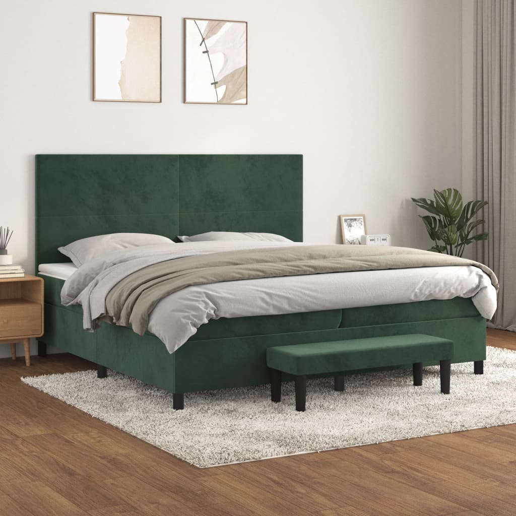 Sommier à lattes de lit et matelas Vert foncé 200x200cm Velours - XIOS