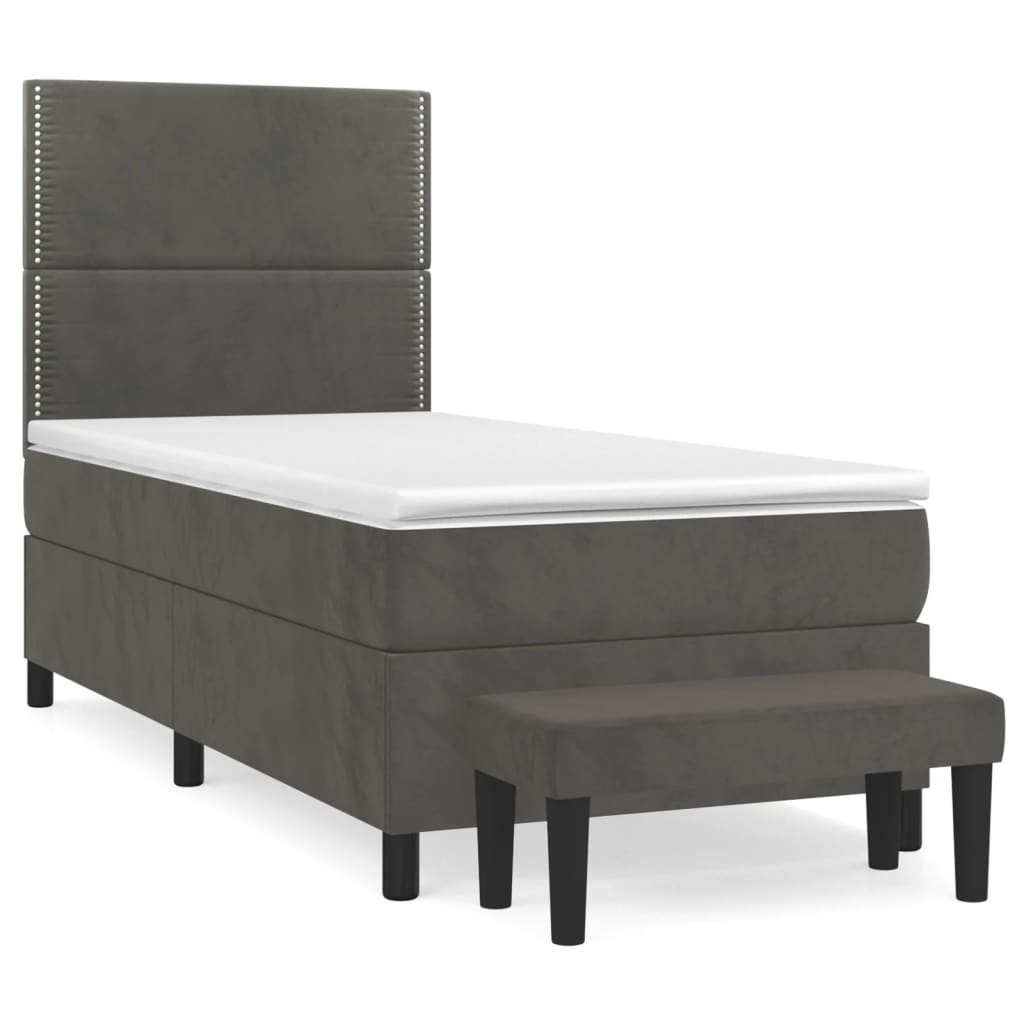 Sommier à lattes de lit et matelas Gris foncé 90x200 cm Velours - XIOS