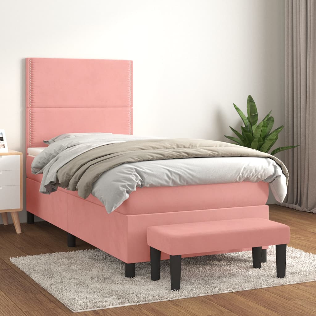 Sommier à lattes de lit avec matelas Rose 90x200 cm Velours - XIOS