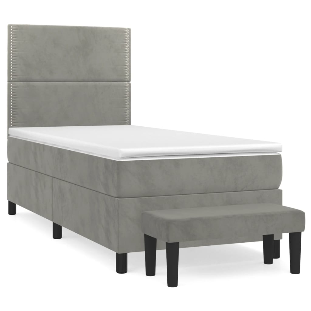 Sommier à lattes de lit et matelas Gris clair 100x200cm Velours - XIOS