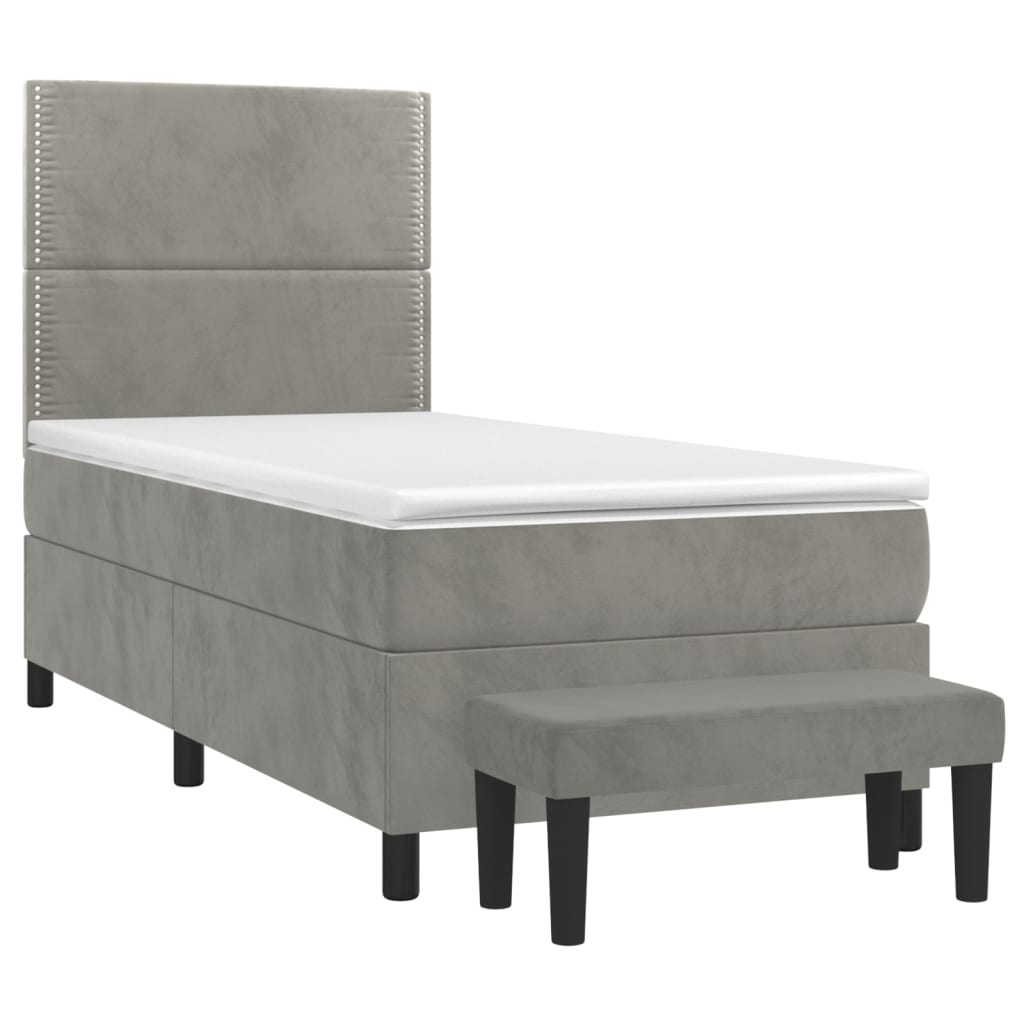 Sommier à lattes de lit et matelas Gris clair 100x200cm Velours - XIOS
