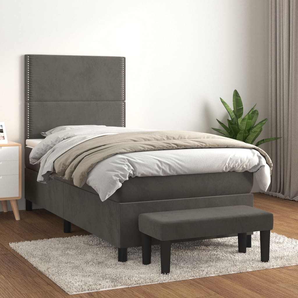 Sommier à lattes de lit avec matelas Gris foncé 100x200 cm - XIOS