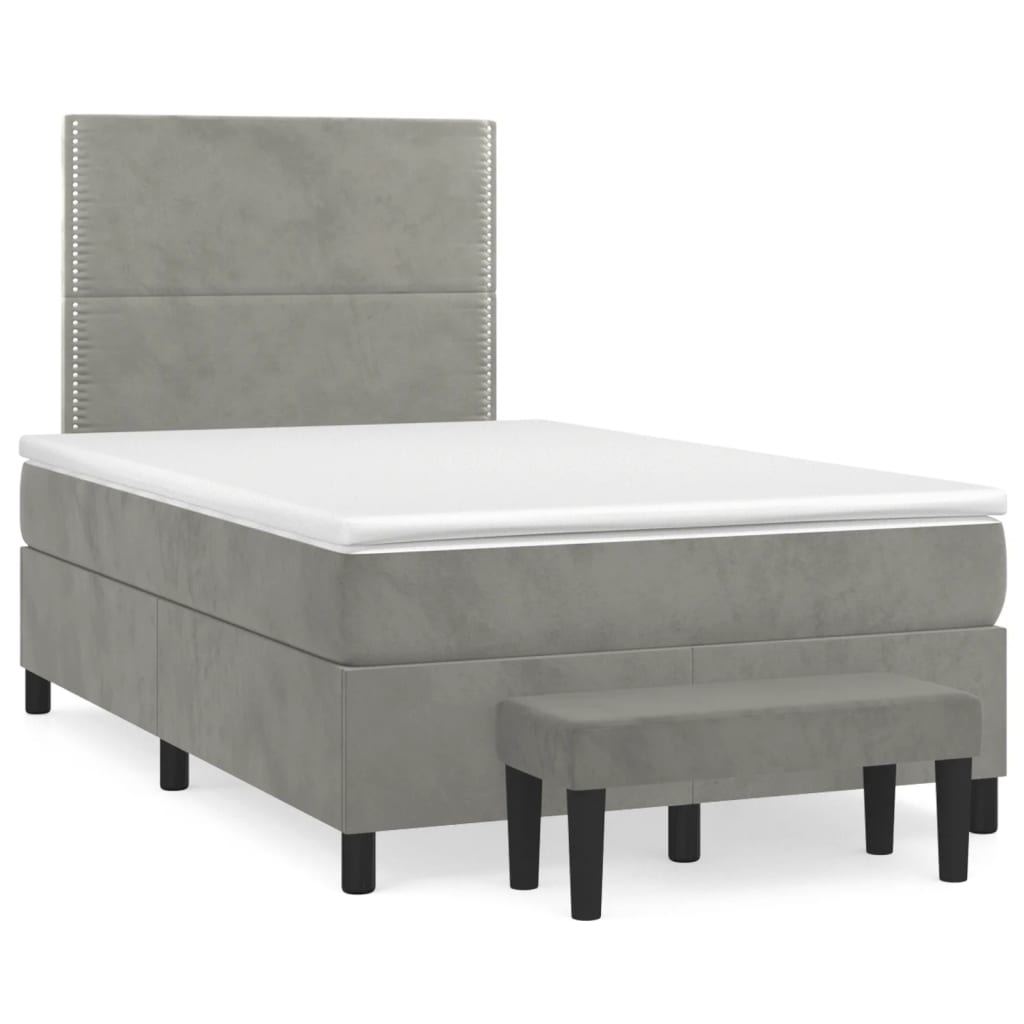 Sommier à lattes de lit et matelas Gris clair 120x200cm Velours - XIOS