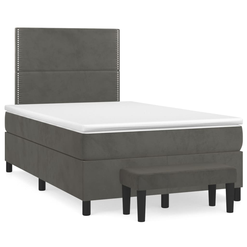 Sommier à lattes de lit et matelas Gris foncé 120x200cm Velours - XIOS
