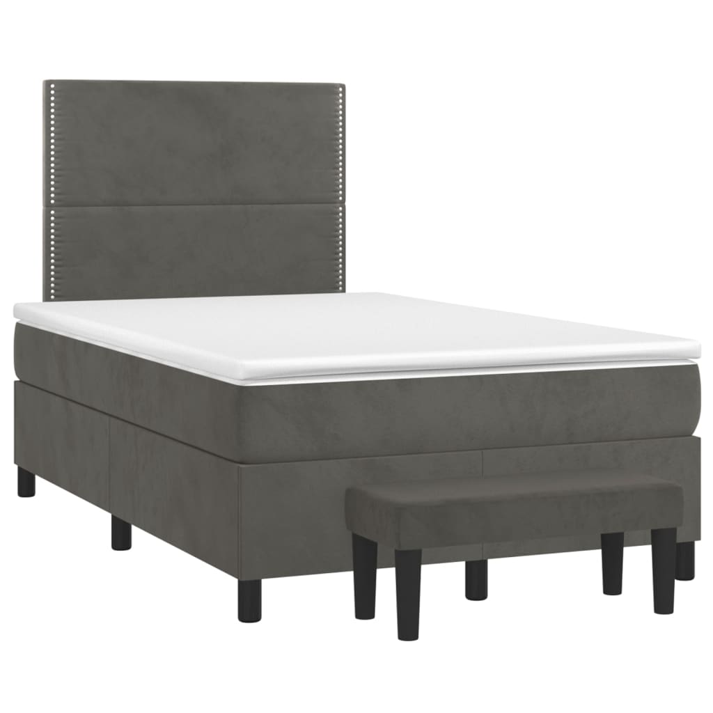 Sommier à lattes de lit et matelas Gris foncé 120x200cm Velours - XIOS