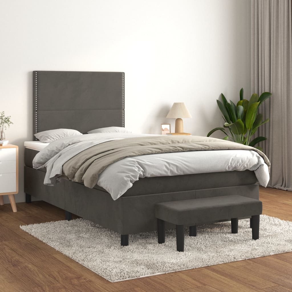 Sommier à lattes de lit et matelas Gris foncé 120x200cm Velours - XIOS