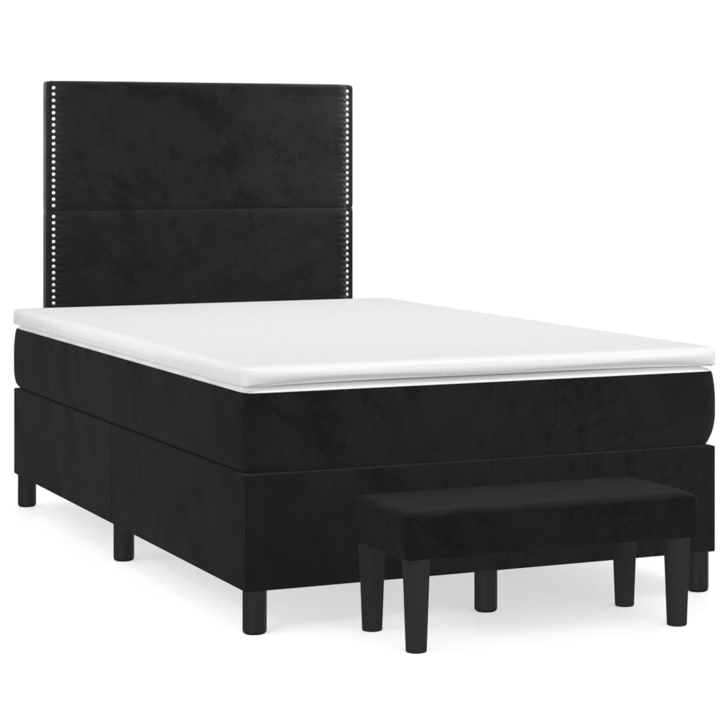 Sommier à lattes de lit avec matelas Noir 120x200 cm Velours - XIOS