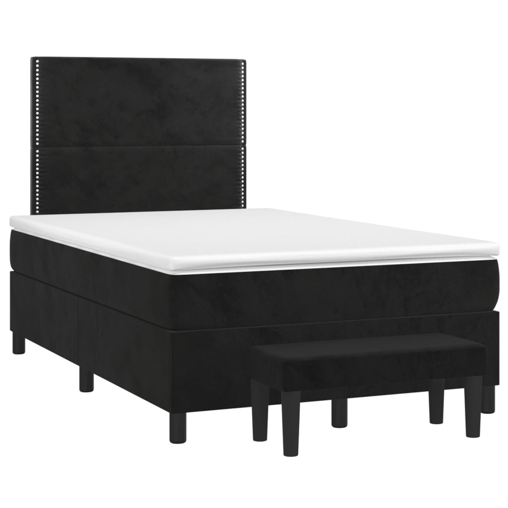 Sommier à lattes de lit avec matelas Noir 120x200 cm Velours - XIOS