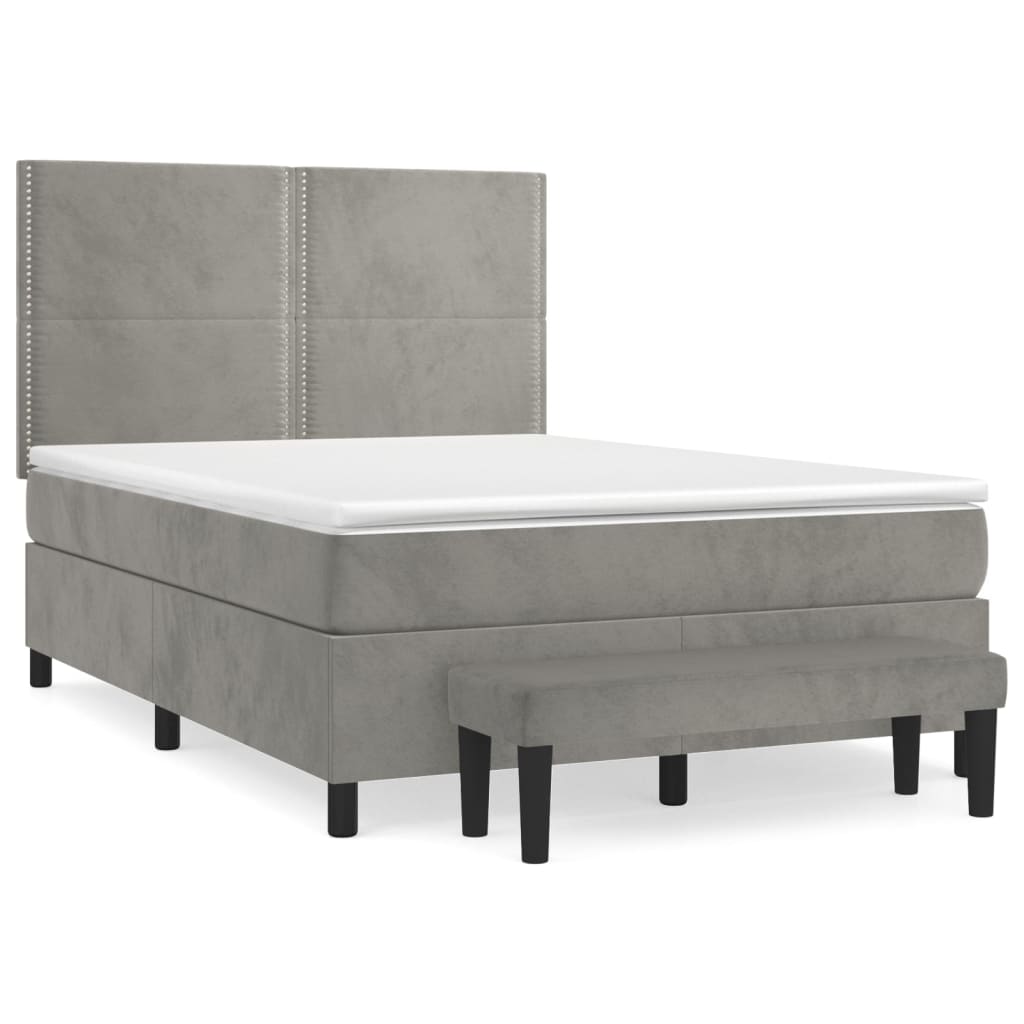 Sommier à lattes de lit et matelas Gris clair 140x200cm Velours - XIOS