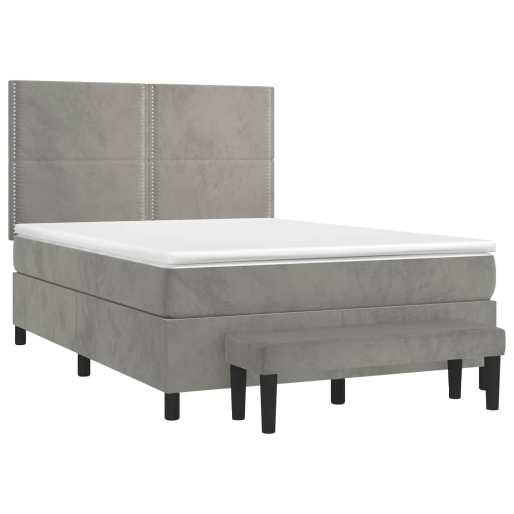 Sommier à lattes de lit et matelas Gris clair 140x200cm Velours - XIOS