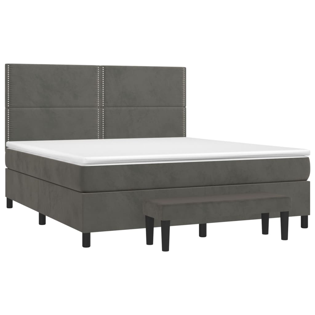 Sommier à lattes de lit et matelas Gris foncé 160x200cm Velours - XIOS