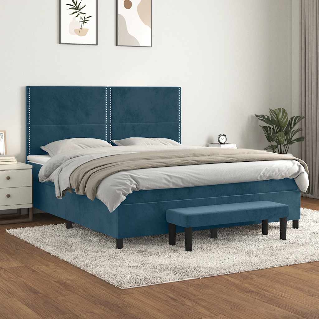 Sommier à lattes de lit et matelas Bleu foncé 160x200cm Velours - XIOS