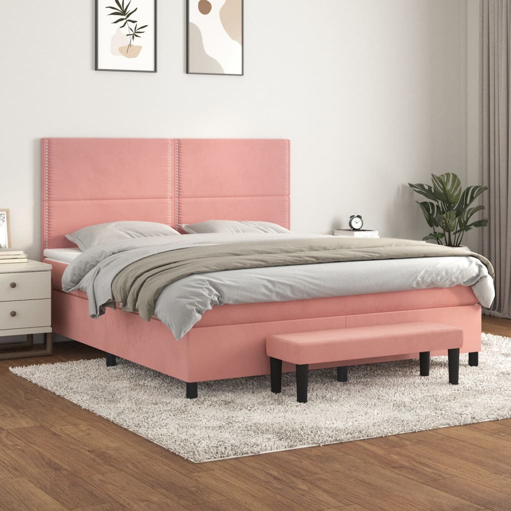Sommier à lattes de lit avec matelas Rose 160x200 cm Velours - XIOS