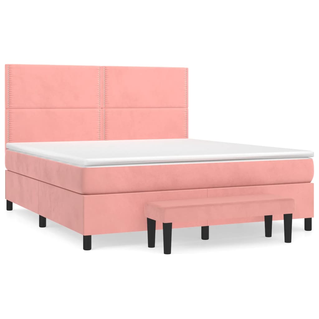 Sommier à lattes de lit avec matelas Rose 180x200 cm Velours