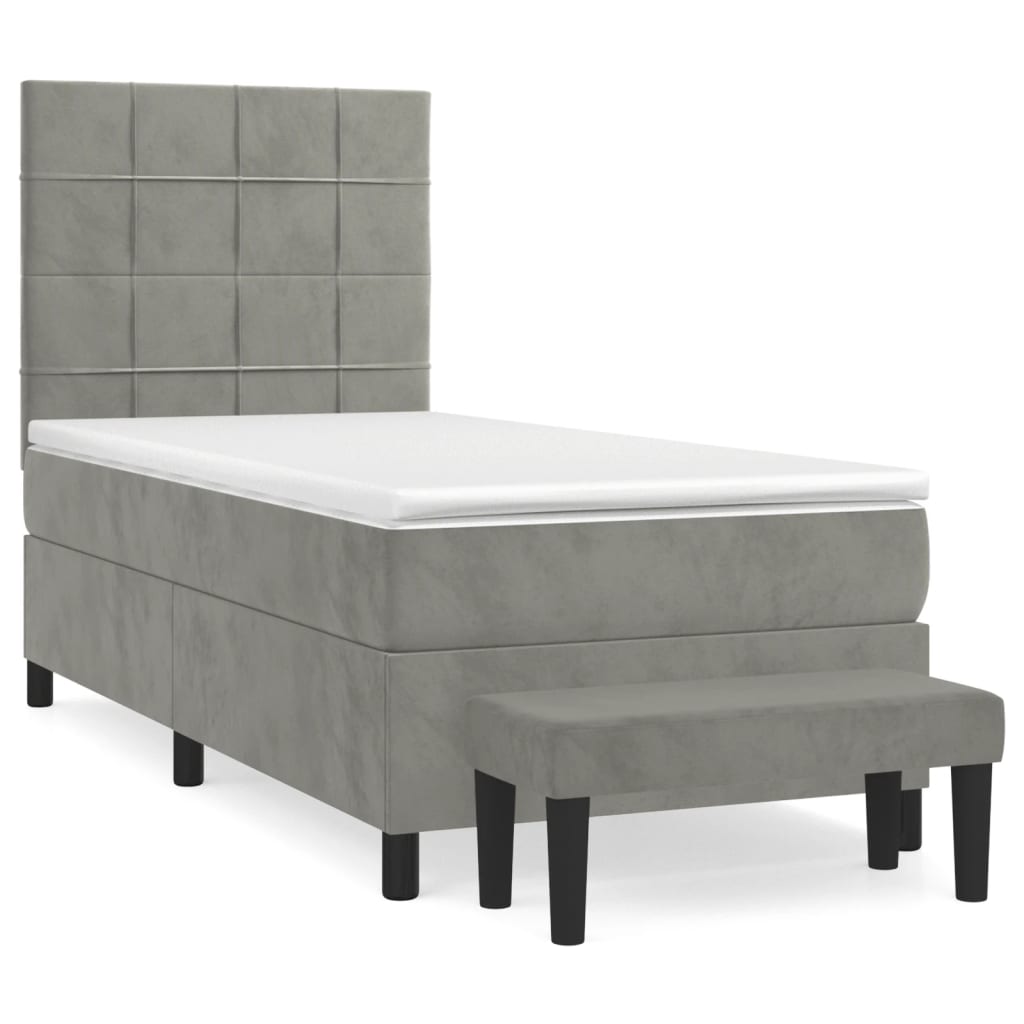 Sommier à lattes de lit et matelas Gris clair 80x200 cm Velours - XIOS