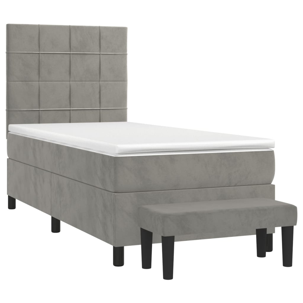 Sommier à lattes de lit et matelas Gris clair 80x200 cm Velours - XIOS