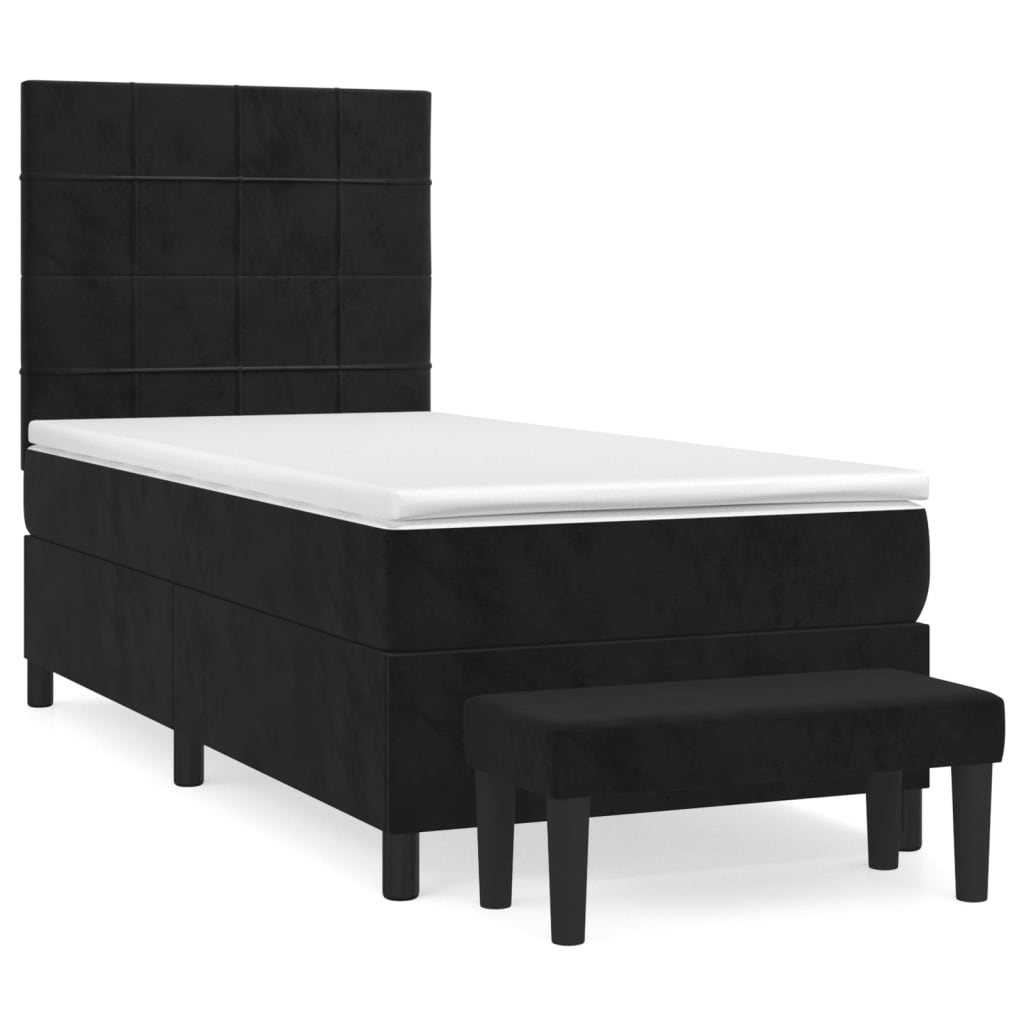 Sommier à lattes de lit et matelas Noir 80x200 cm Velours - XIOS