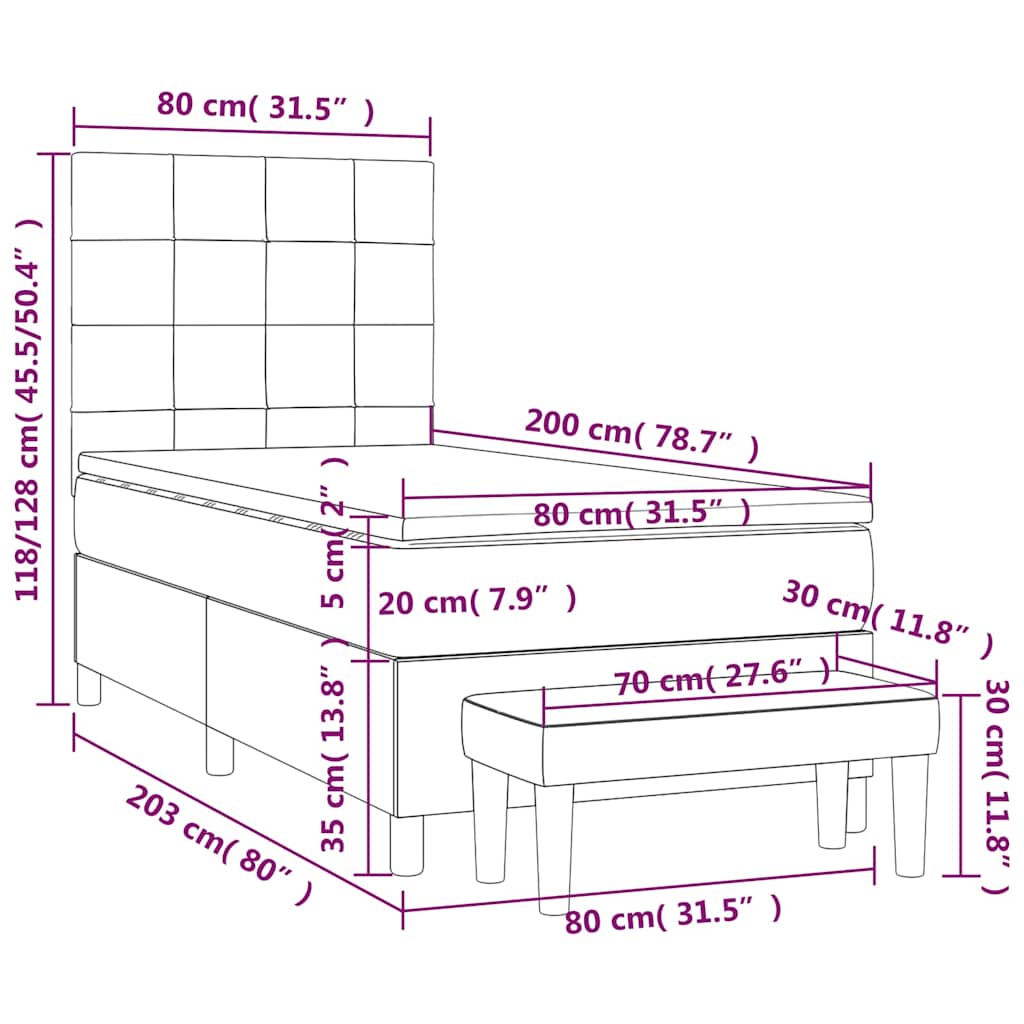Sommier à lattes de lit et matelas Vert foncé 80x200 cm Velours - XIOS