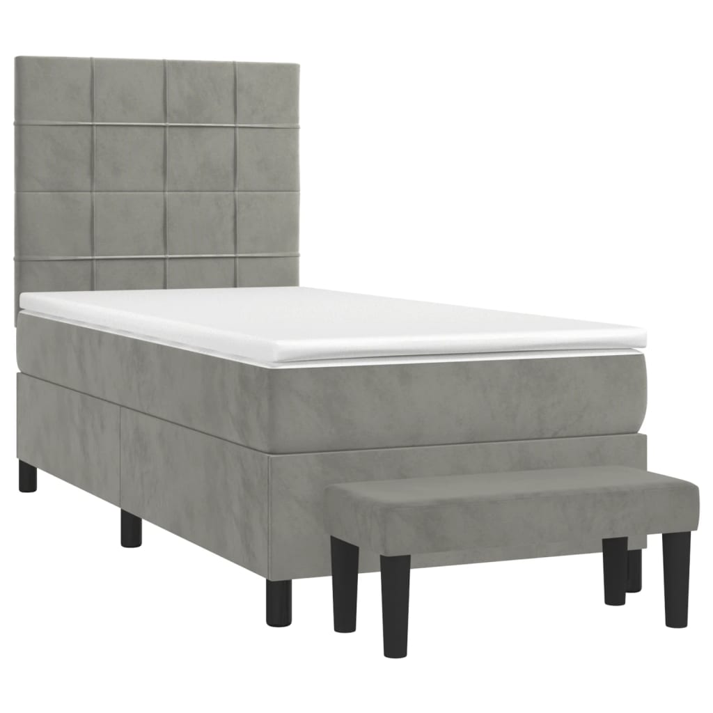 Sommier à lattes de lit et matelas Gris clair 90x190 cm Velours - XIOS