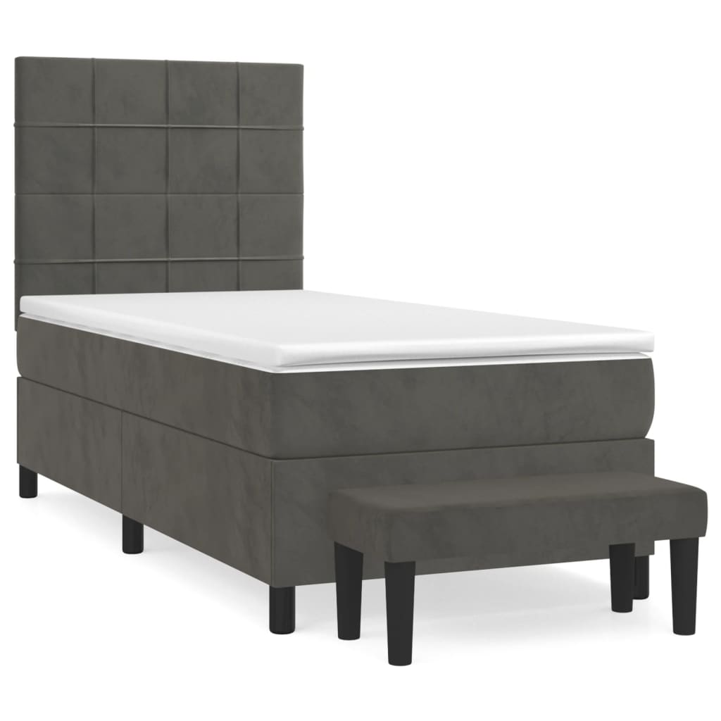 Sommier à lattes de lit et matelas Gris foncé 90x190 cm Velours - XIOS