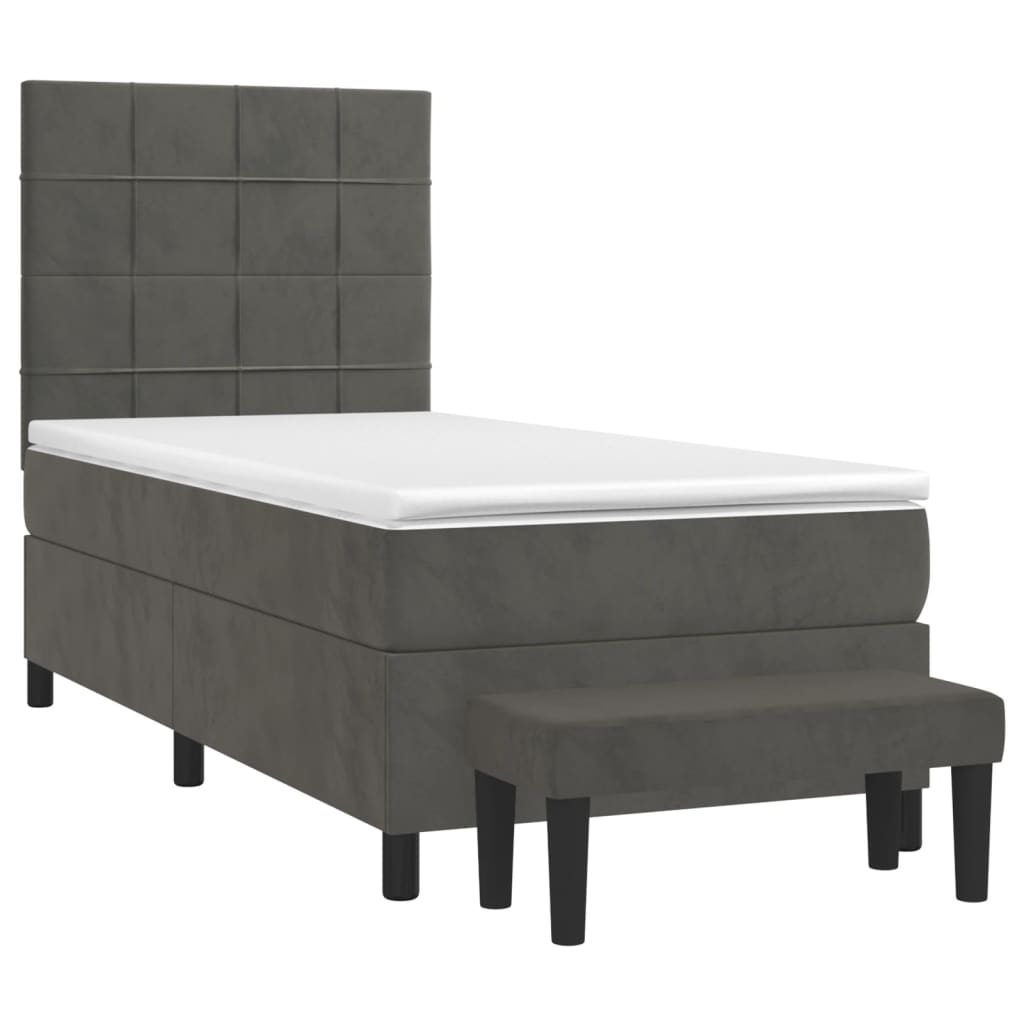Sommier à lattes de lit et matelas Gris foncé 90x190 cm Velours - XIOS