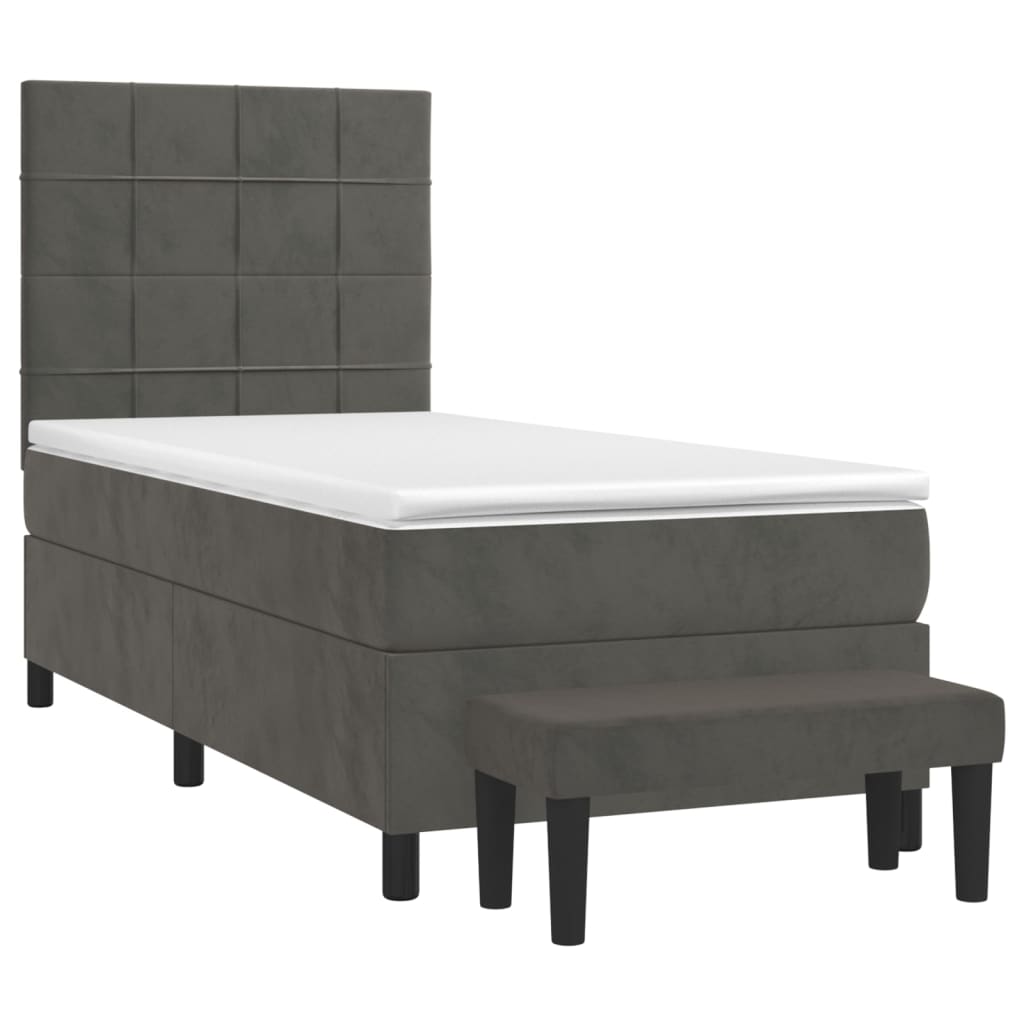 Sommier à lattes de lit et matelas Gris foncé 90x200 cm Velours - XIOS