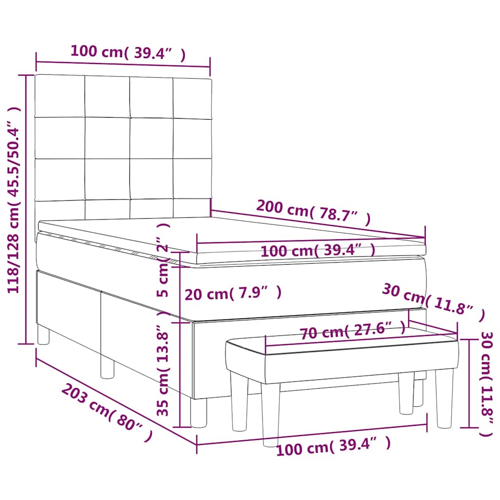 Sommier à lattes de lit avec matelas Vert foncé 100x200 cm - XIOS