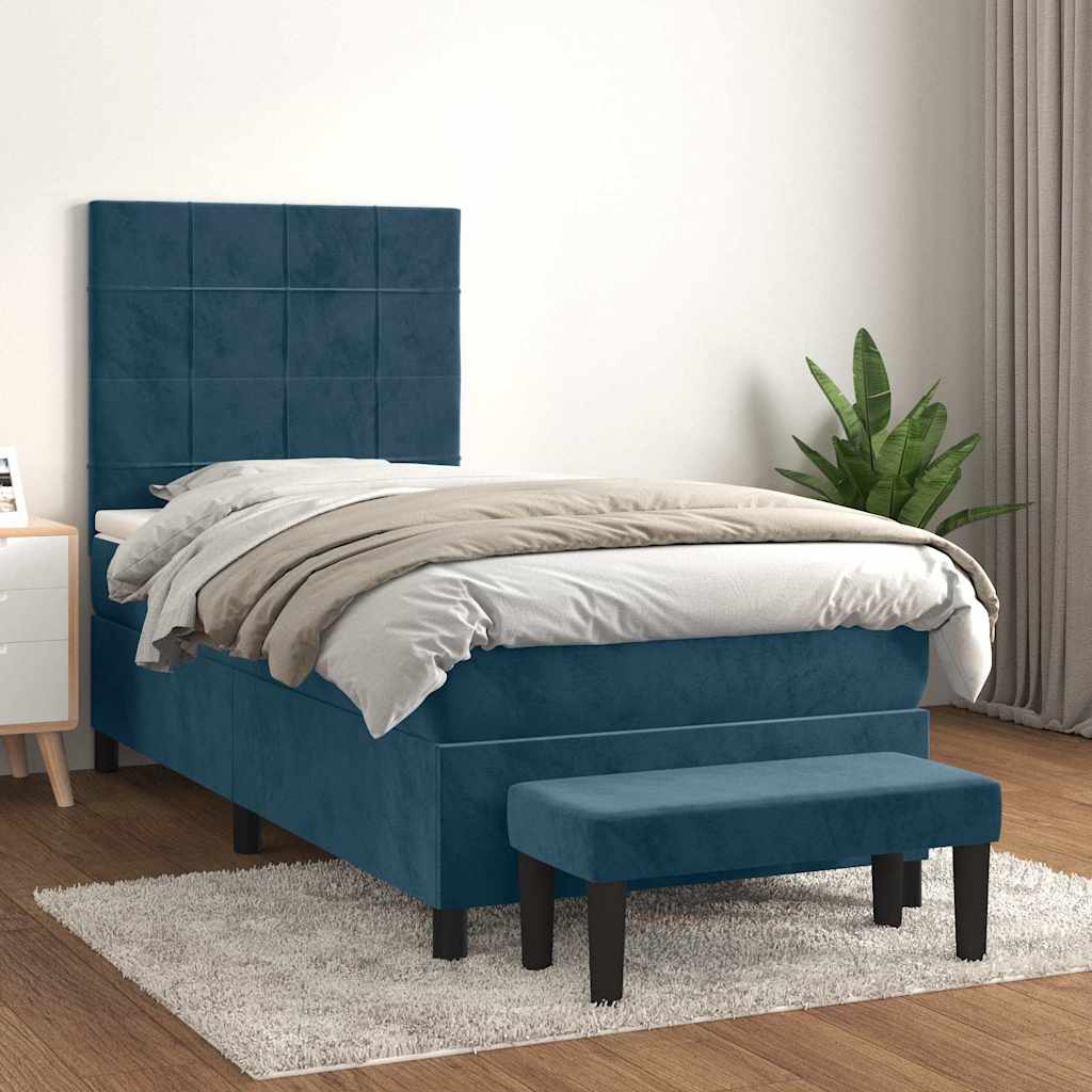 Sommier à lattes de lit avec matelas Bleu foncé 100x200 cm - XIOS