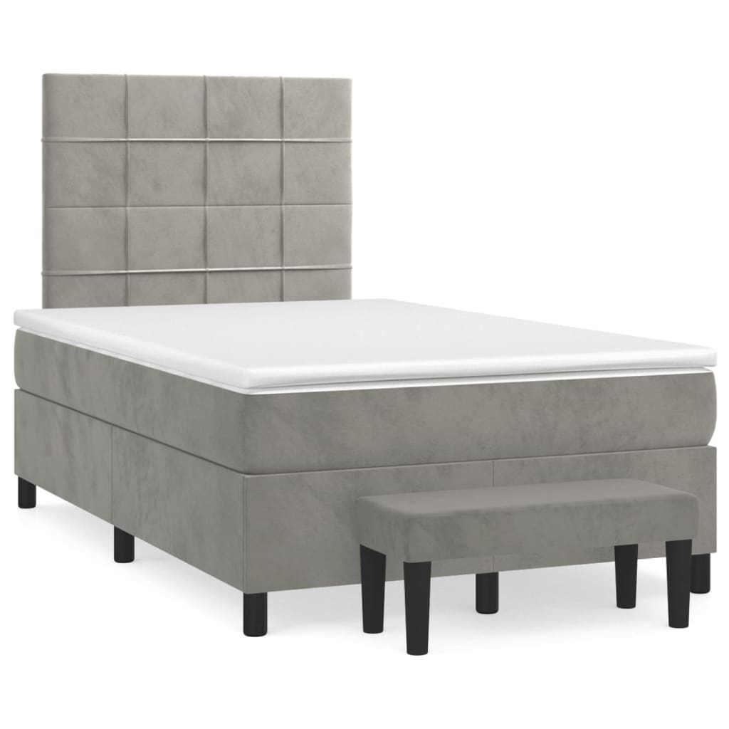 Sommier à lattes de lit et matelas Gris clair 120x200cm Velours - XIOS