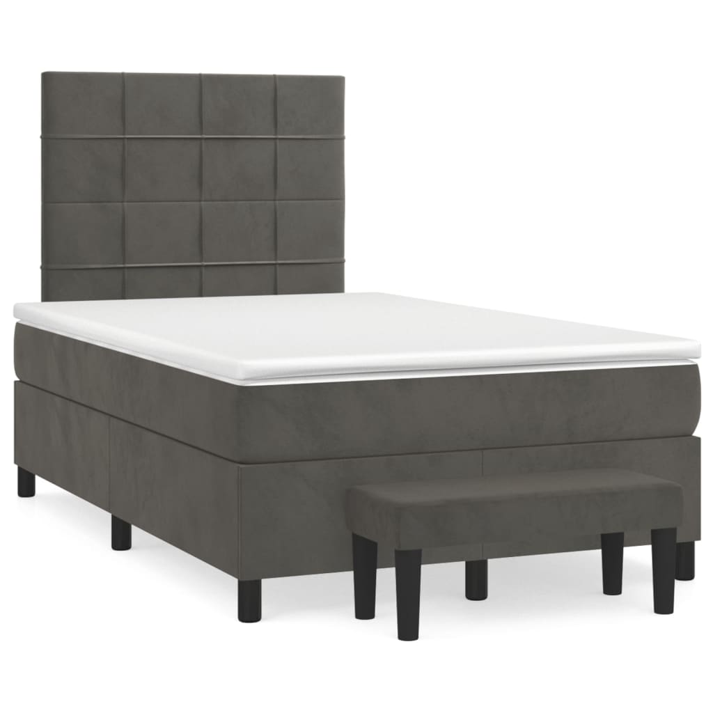Sommier à lattes de lit et matelas Gris foncé 120x200cm Velours - XIOS