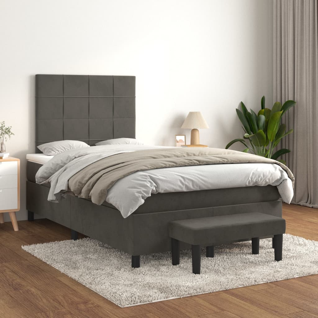 Sommier à lattes de lit et matelas Gris foncé 120x200cm Velours - XIOS