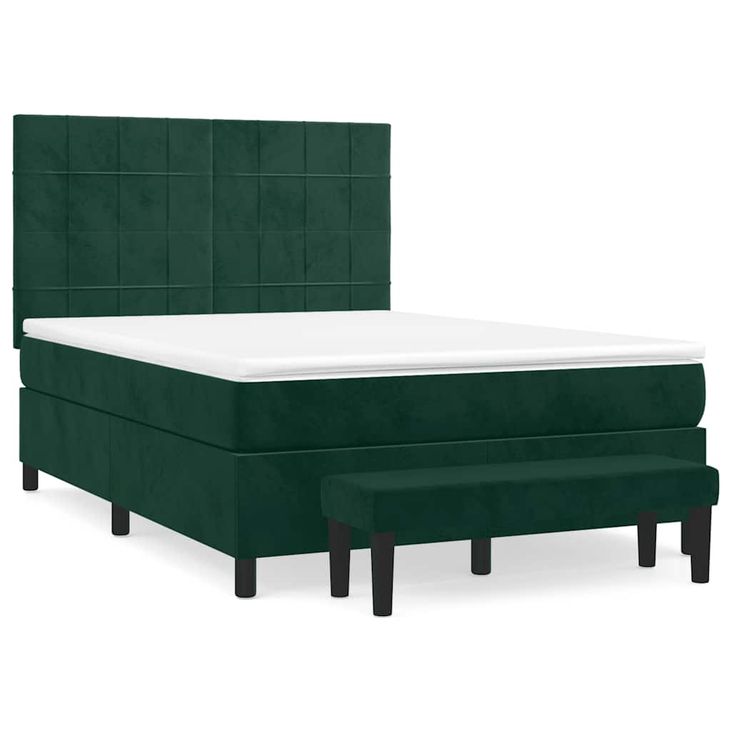 Sommier à lattes de lit et matelas Vert foncé 140x190cm Velours