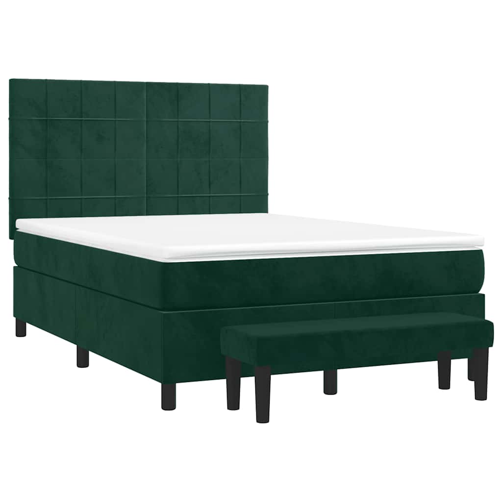 Sommier à lattes de lit et matelas Vert foncé 140x190cm Velours