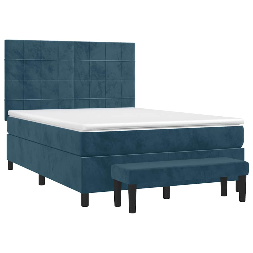 Sommier à lattes de lit et matelas Bleu foncé 140x190cm Velours - XIOS