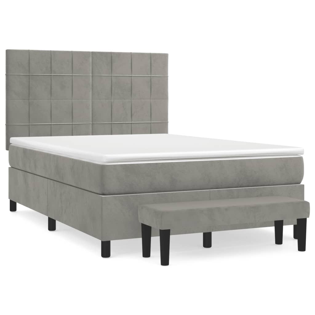 Sommier à lattes de lit et matelas Gris clair 140x200cm Velours - XIOS
