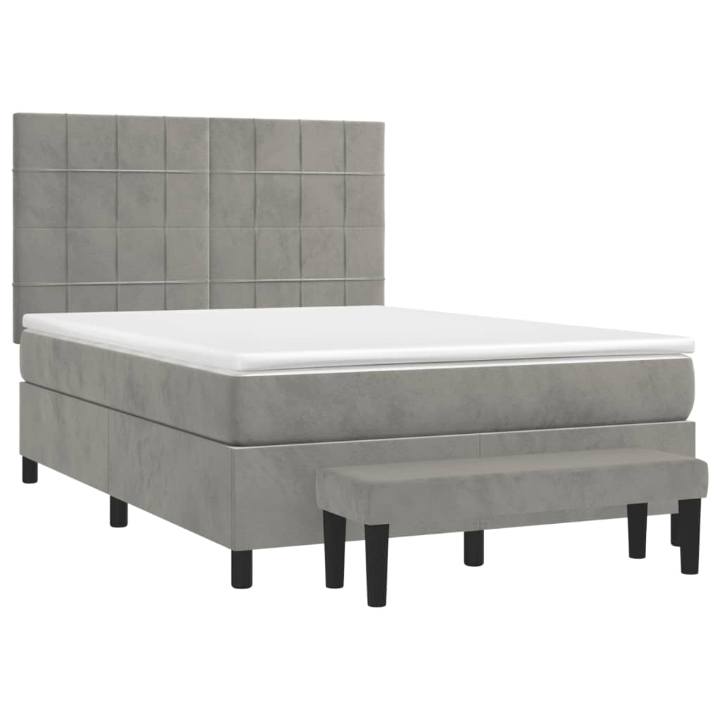 Sommier à lattes de lit et matelas Gris clair 140x200cm Velours - XIOS