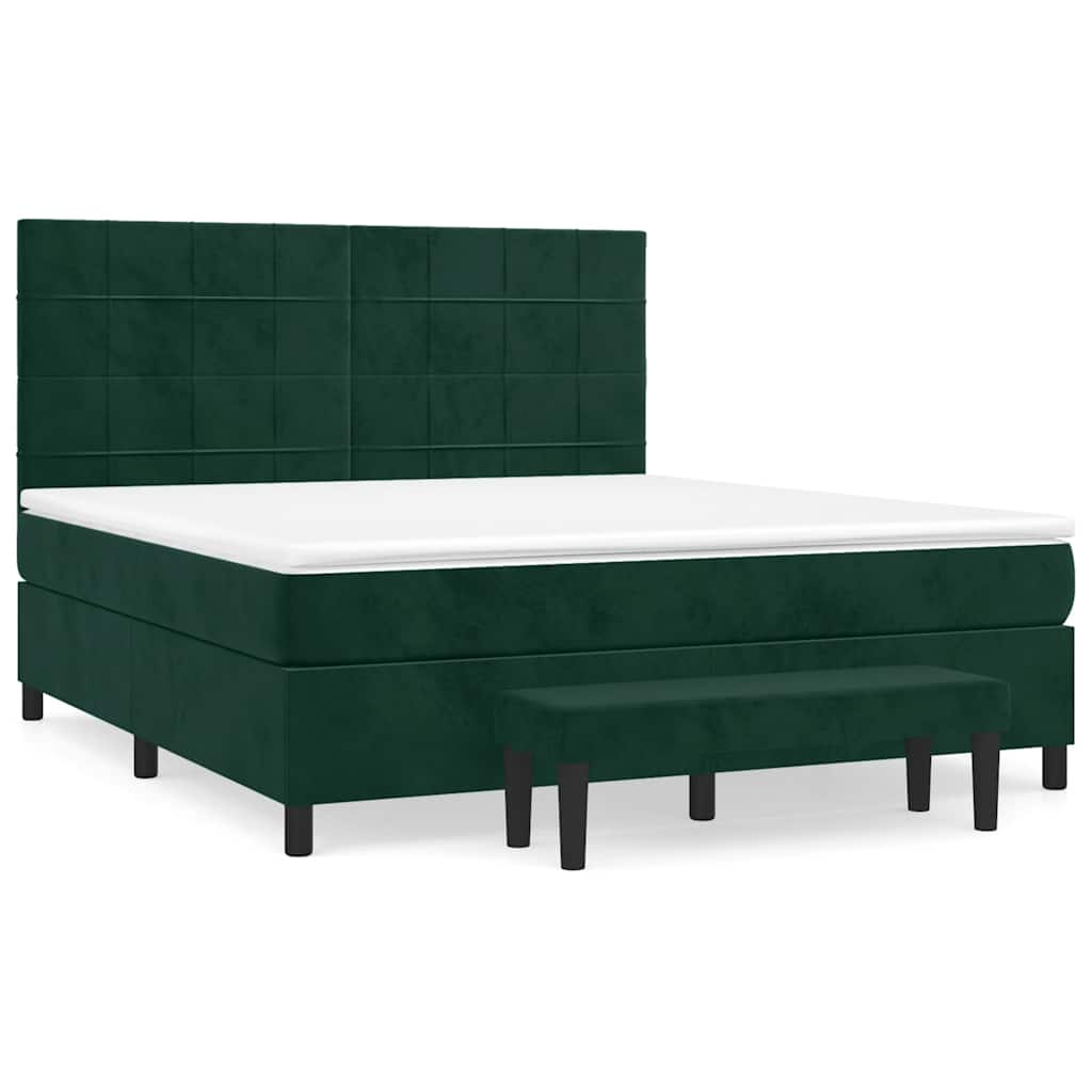 Sommier à lattes de lit et matelas Vert foncé 160x200cm Velours