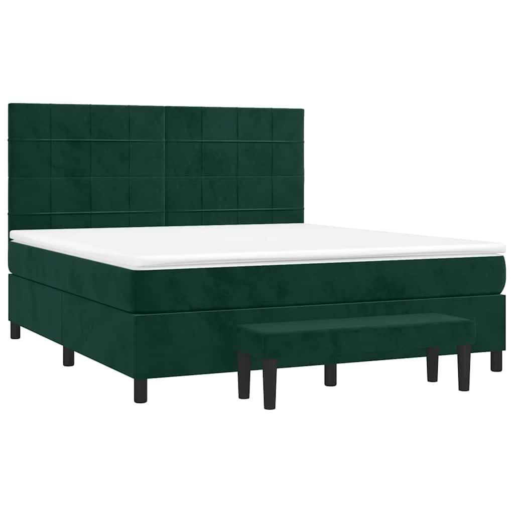 Sommier à lattes de lit et matelas Vert foncé 160x200cm Velours