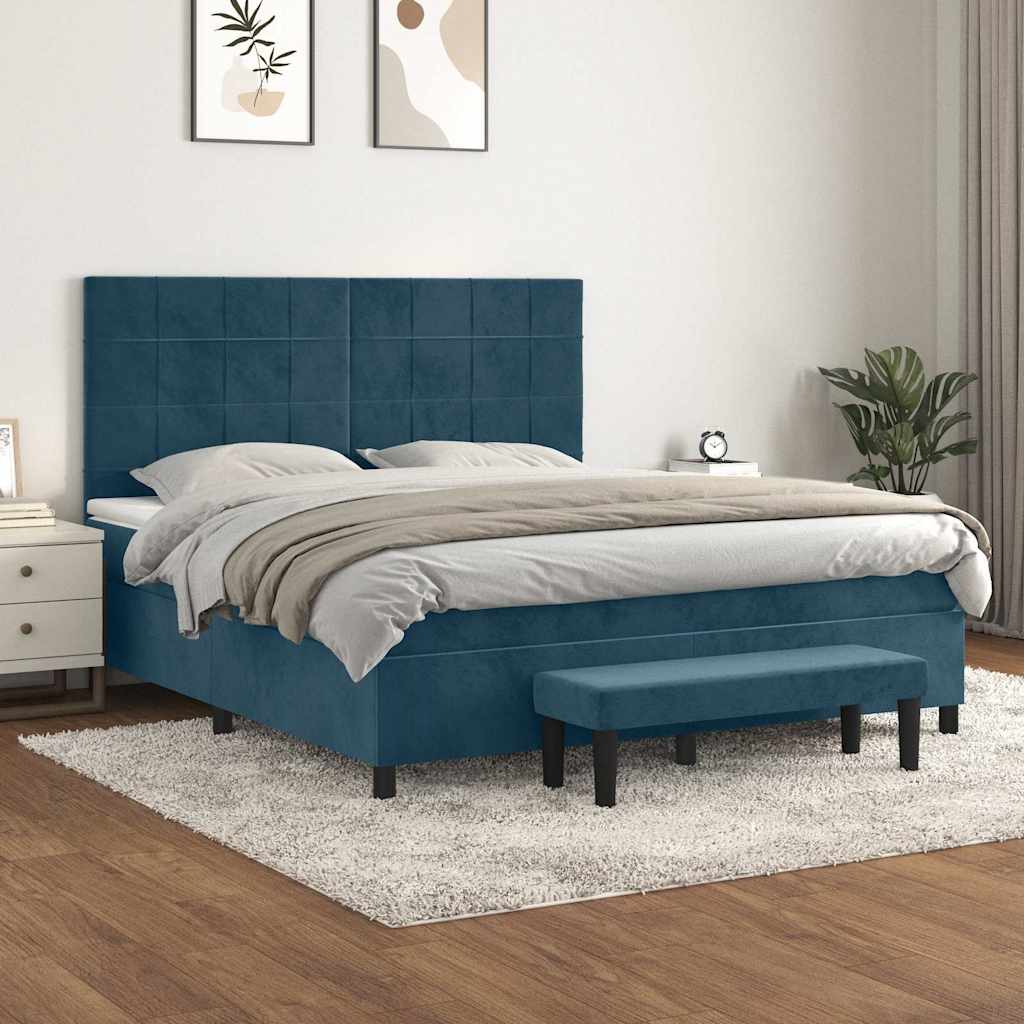 Sommier à lattes de lit et matelas Bleu foncé 160x200cm Velours - XIOS