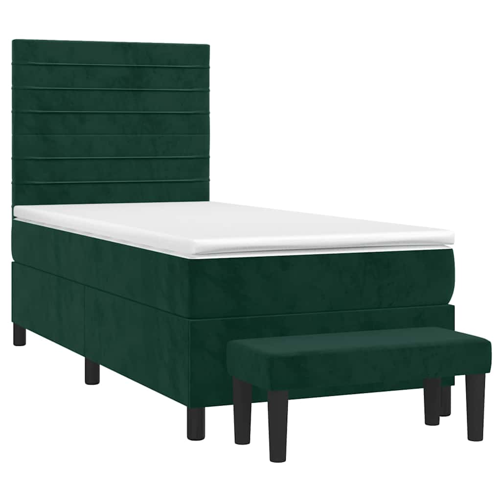 Sommier à lattes de lit avec matelas Vert foncé 90x190 cm