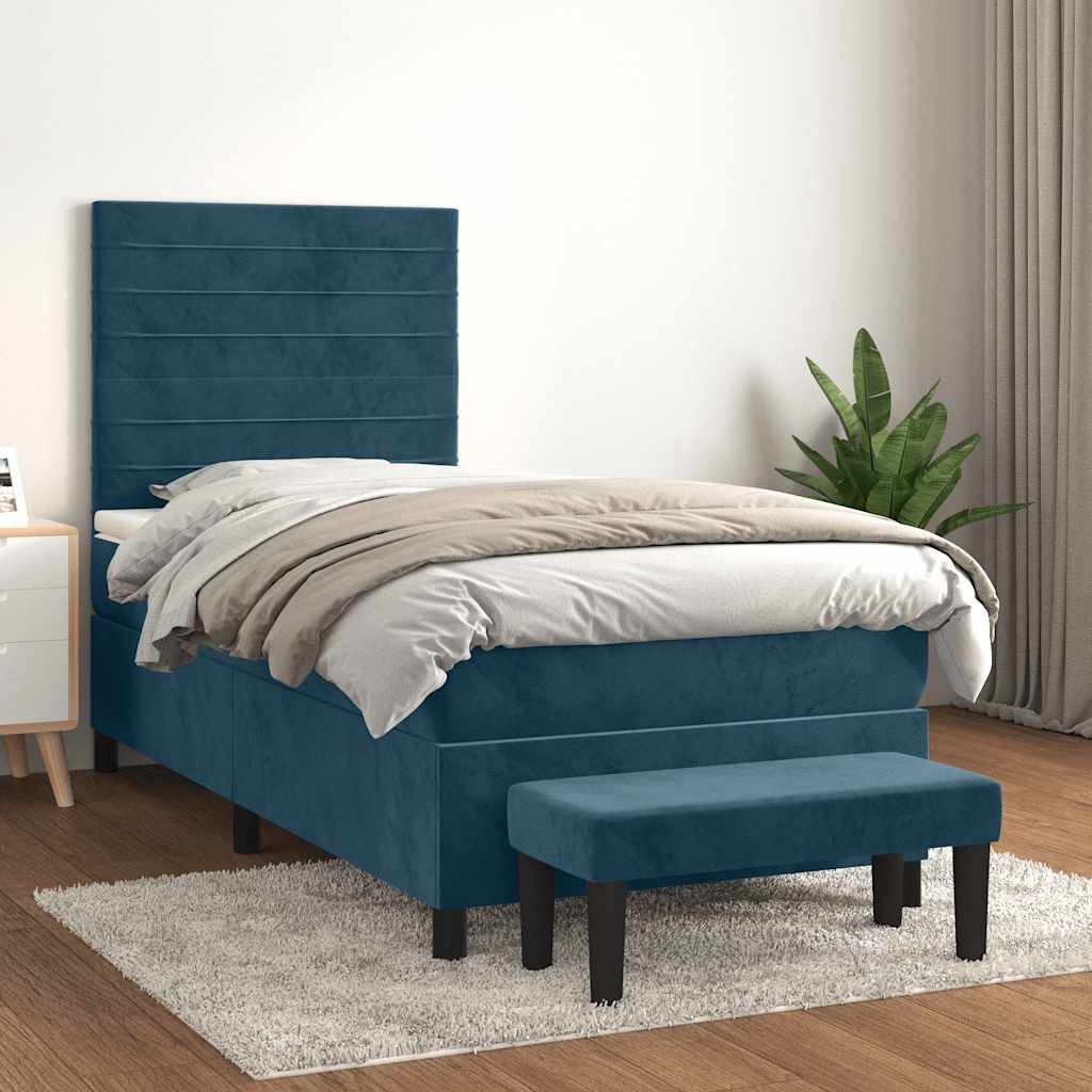 Sommier à lattes de lit avec matelas Bleu foncé 90x190 cm - XIOS