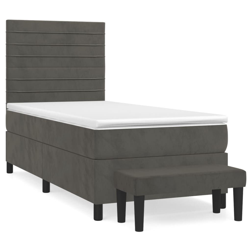 Sommier à lattes de lit et matelas Gris foncé 90x200 cm Velours - XIOS