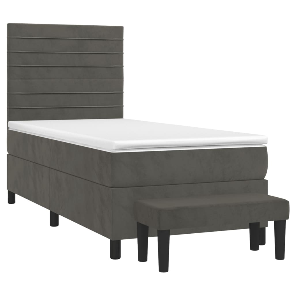 Sommier à lattes de lit et matelas Gris foncé 90x200 cm Velours - XIOS