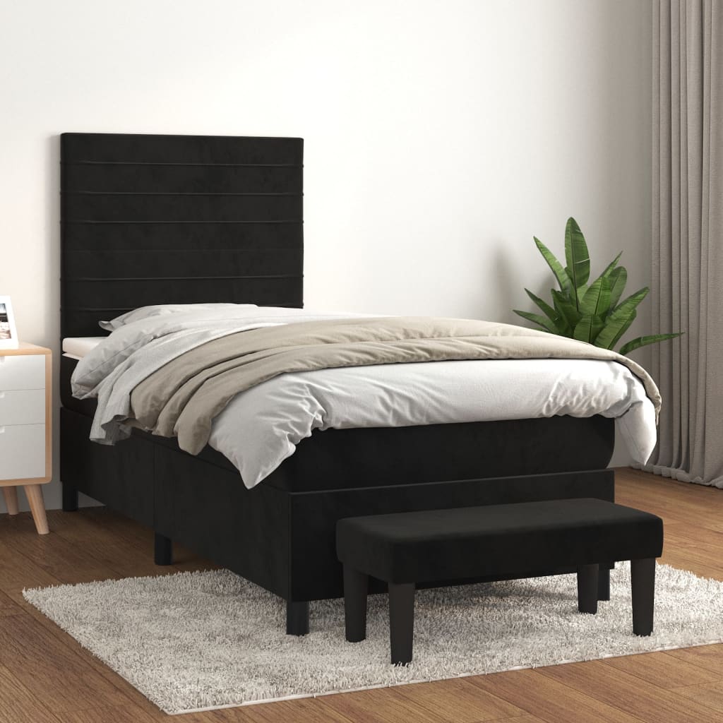 Sommier à lattes de lit avec matelas Noir 90x200 cm Velours - XIOS