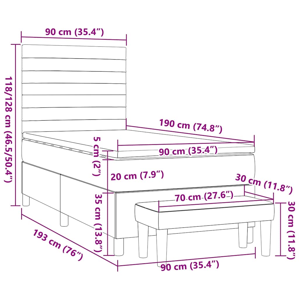 Sommier à lattes de lit avec matelas Vert foncé 90x200 cm - XIOS