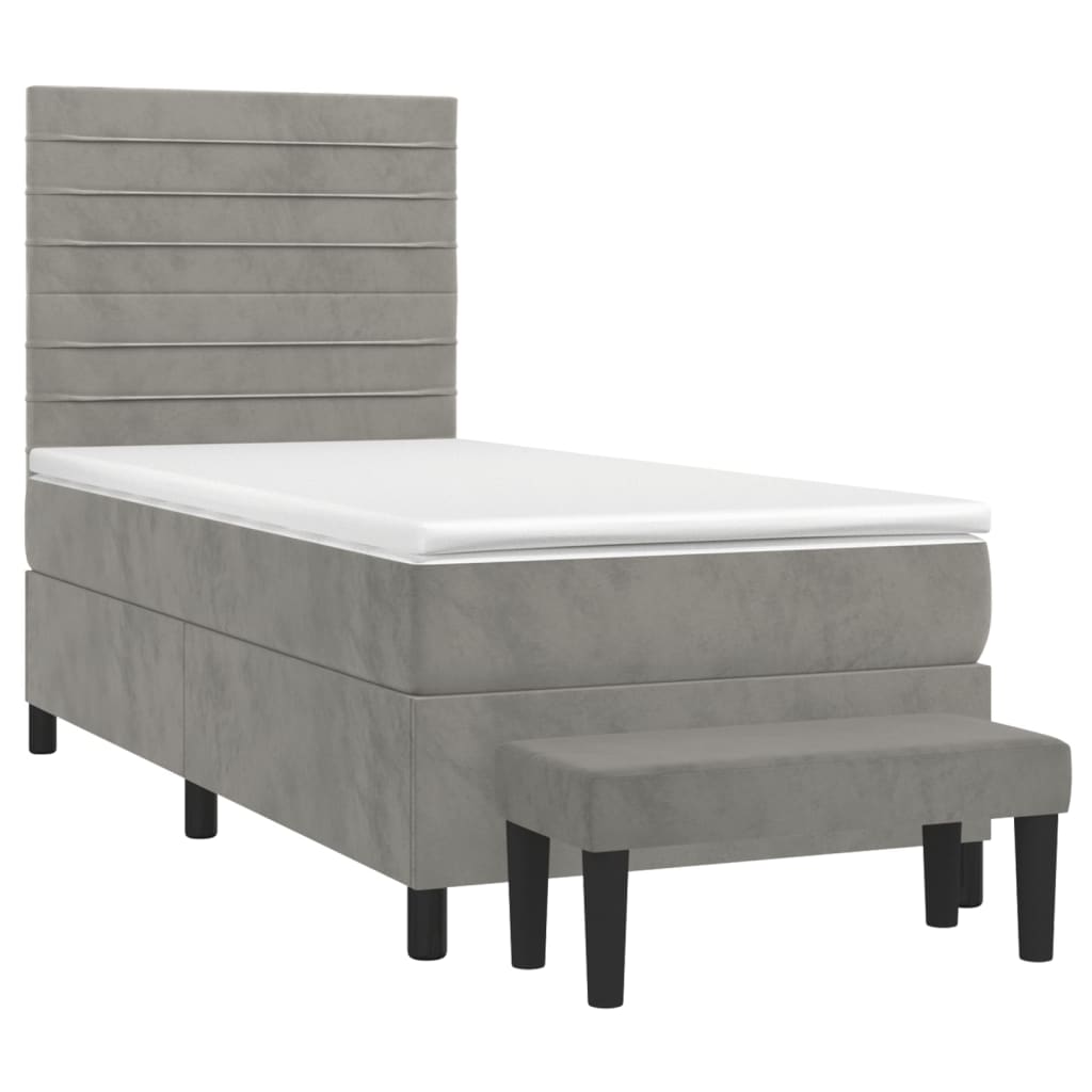 Sommier à lattes de lit et matelas Gris clair 100x200cm Velours - XIOS