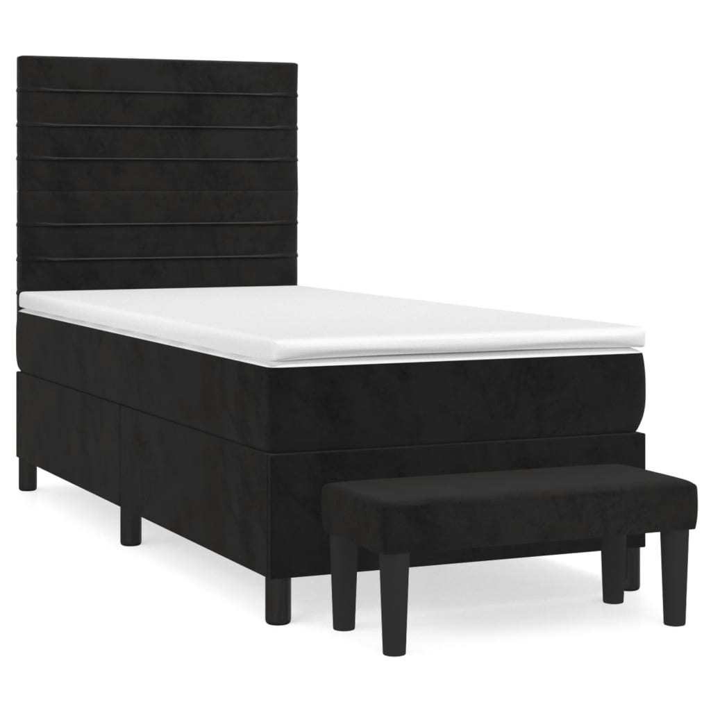 Sommier à lattes de lit avec matelas Noir 100x200 cm Velours - XIOS