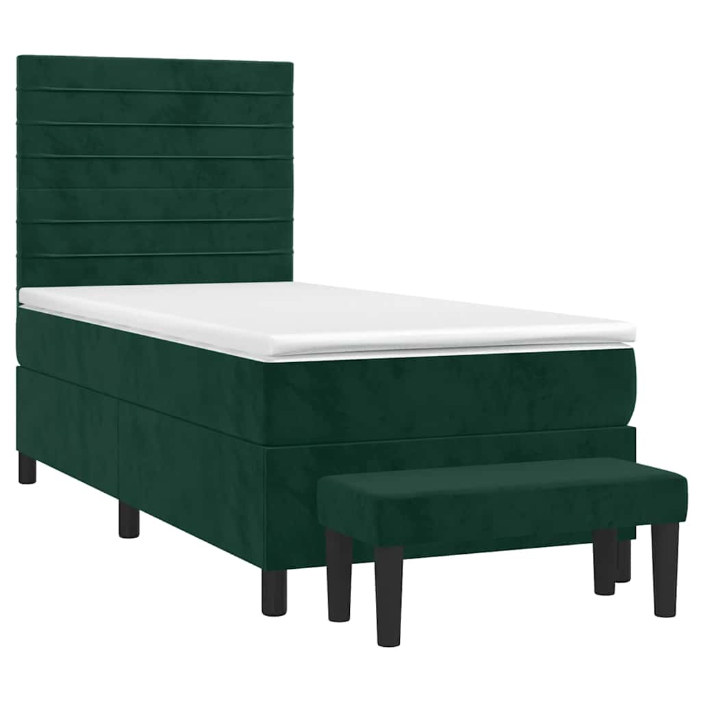 Sommier à lattes de lit avec matelas Vert foncé 100x200 cm